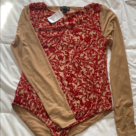 Mesh Body Suit with Velvet Detail - Picture 1 of 4